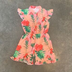 Floral Pink and Green Romper